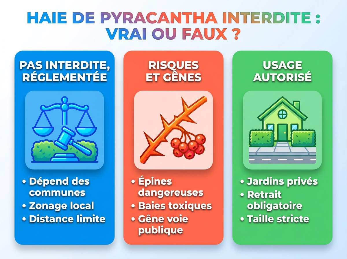 Infographie cheat sheet : Haie de pyracantha interdite : vrai ou faux ?