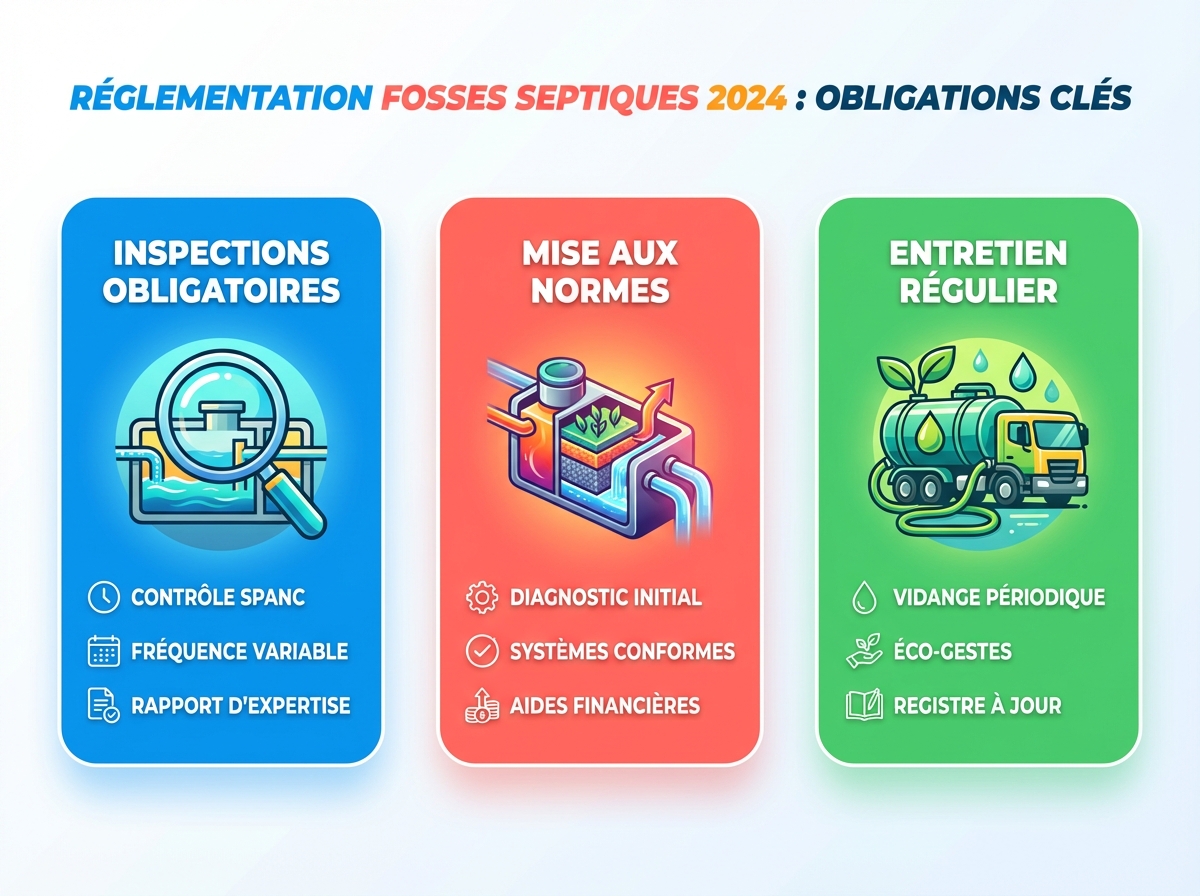 Infographie cheat sheet : Réglementation sur les fosses septiques : obligations 2024
