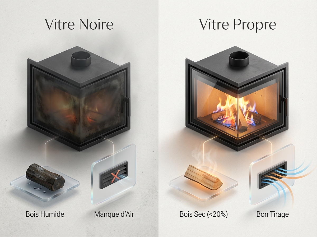 Infographie : Comment garder sa vitre de cheminée propre durablement