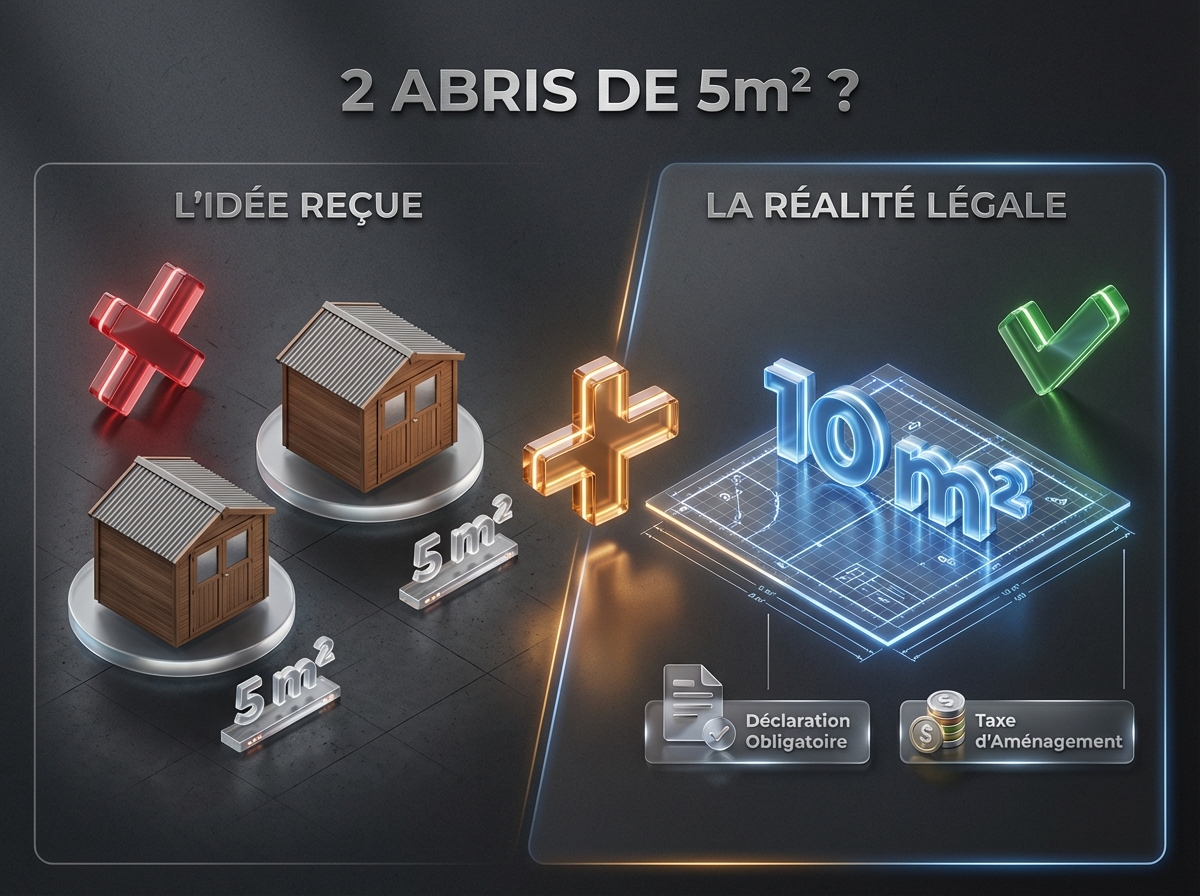 Infographie : Peut-on mettre 2 abris de jardin de 5 m² ? Guide légal